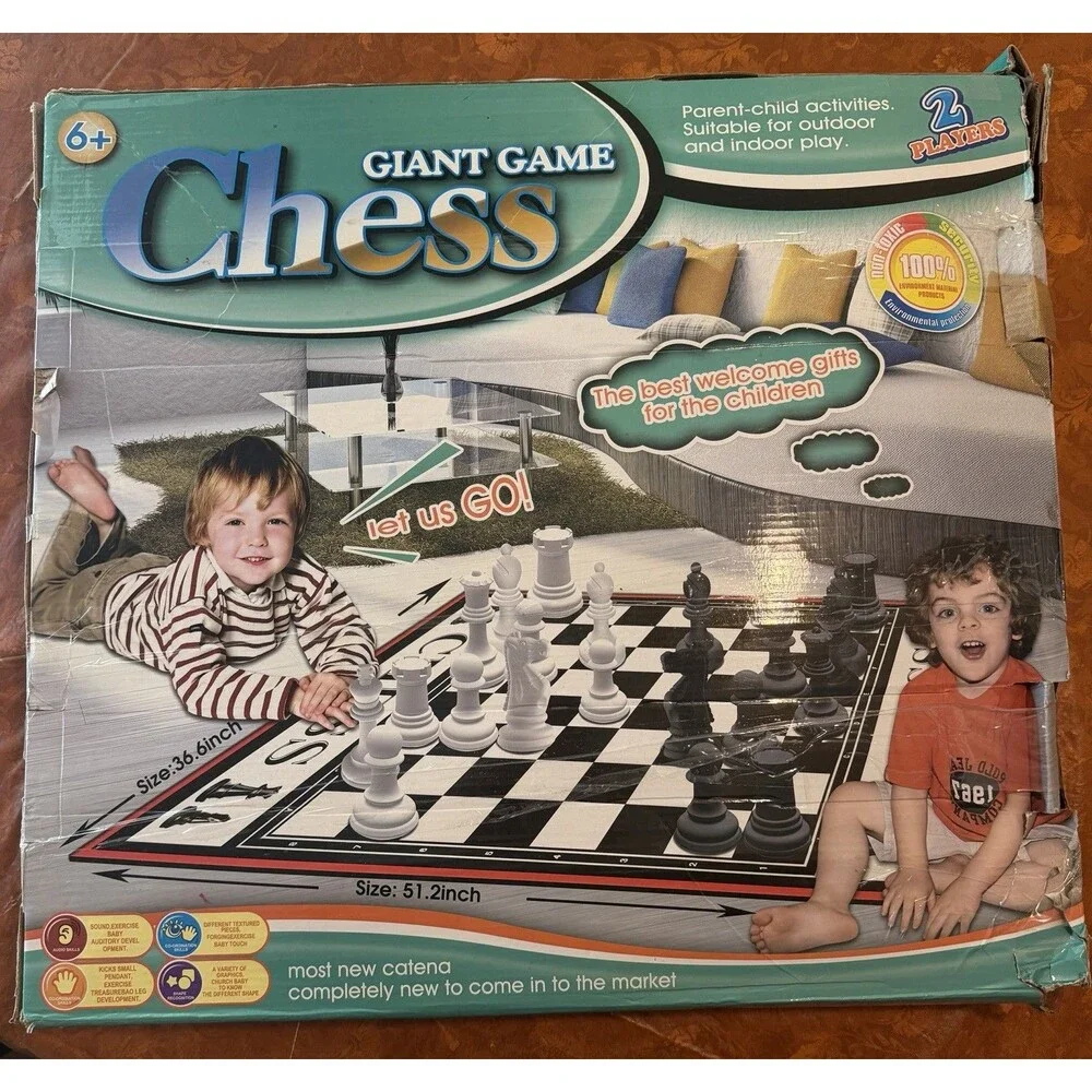 VTG Giant Garden Chess Set with 6” King Mat Board Indoor/Outdoor Complete in Box